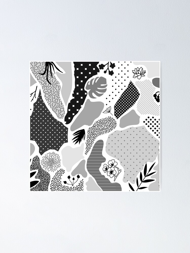 Bold Plant Monochromatic Collage Poster For Sale By Myuzique Redbubble