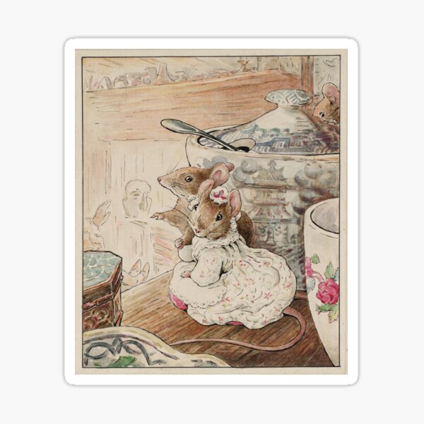 The Mice Cottagecore Beatrix Potter Child's Book Tale Cute Mouse Reading Illustration Sticker