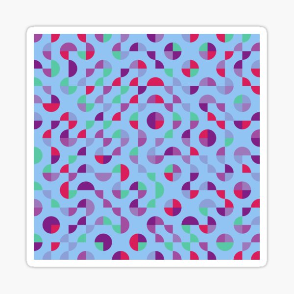 Excitedly Inoffensive Mercury (red, purples and greens on blue) Sticker
