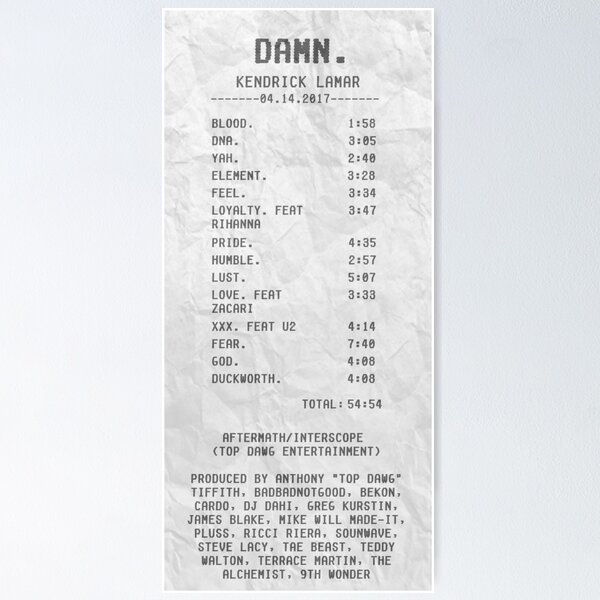 Item preview, Kendrick Lamar Receipt  designed and sold by chicnleesh.