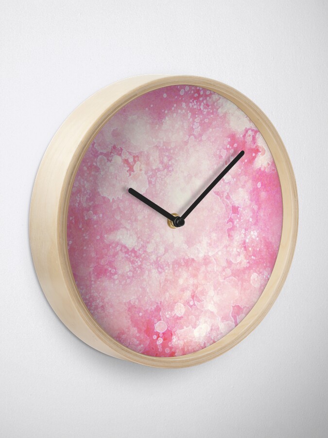Alternate view of Pink watercolor splatters Clock