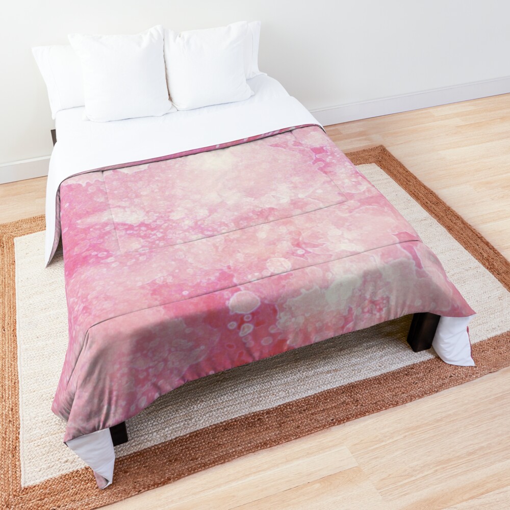Pink watercolor splatters Comforter