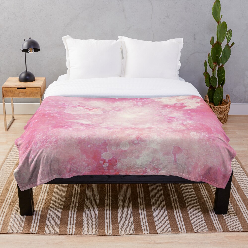 Pink watercolor splatters Throw Blanket