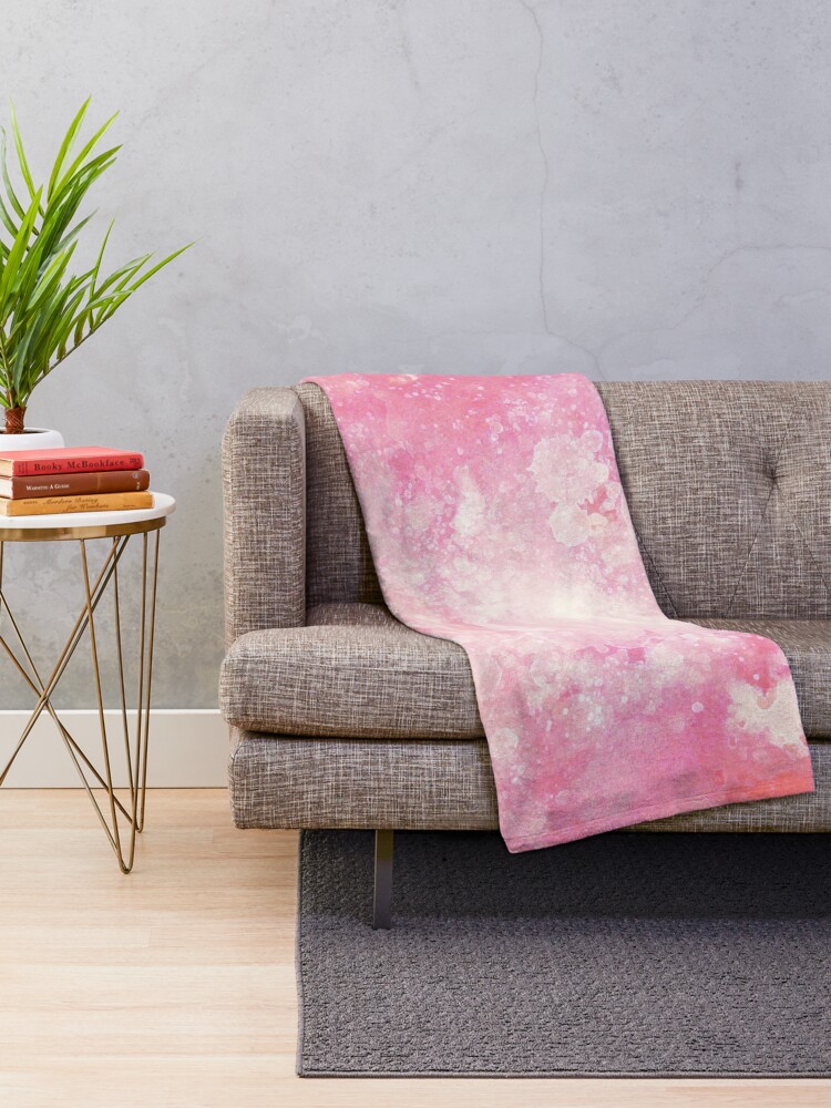 Alternate view of Pink watercolor splatters Throw Blanket