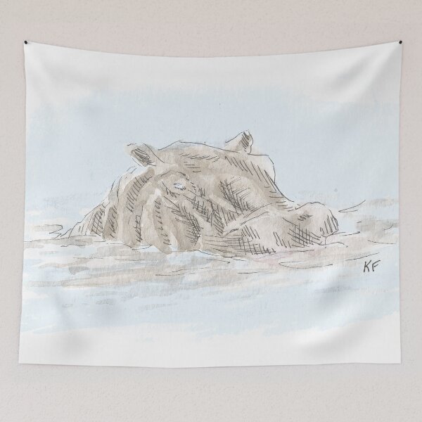 Item preview, Hippopotamus Watercolor (02) designed and sold by PaintingsByKF.