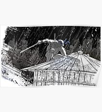 Ninja Turtle Leonardo in the Rain Poster