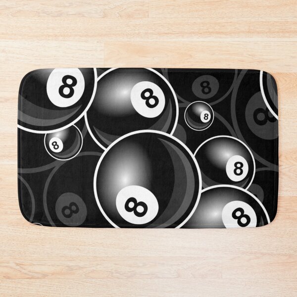 Billiards Black 8 Ball 8-Ball black and white Bath Mat
