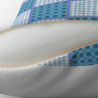 Alternate view of LIGHT BLUE AND MID BLUE PATCHWORK CHECKS WITH SQUARES AND SMALL POLKADOTS Throw Pillow