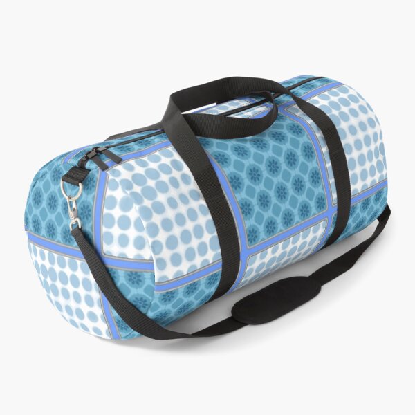 Item preview, LIGHT BLUE AND MID BLUE PATCHWORK CHECKS WITH SQUARES AND SMALL POLKADOTS designed and sold by ozcushionstoo.