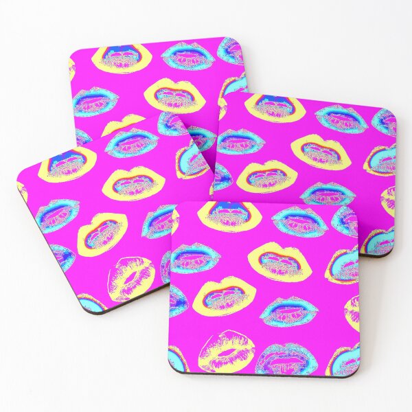 Item preview, Multiple Blue and Yellow Pop Art Lips on Magenta designed and sold by AlteredAtelier.