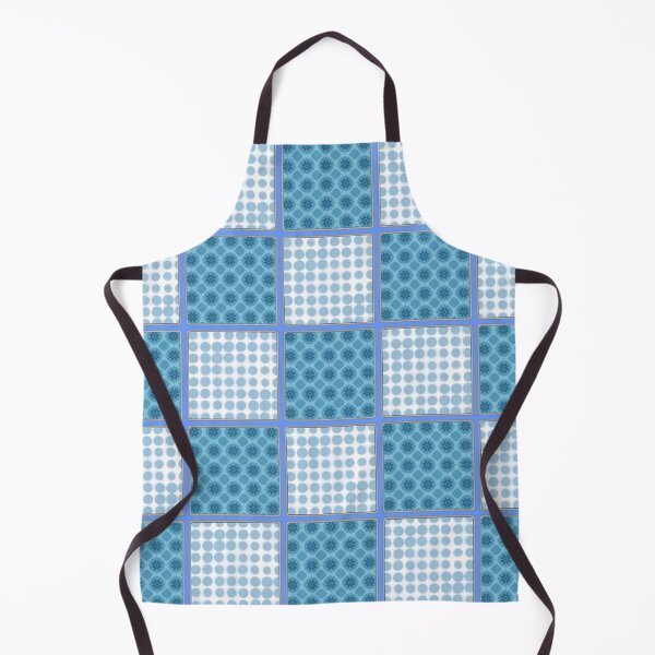 Item preview, LIGHT BLUE AND MID BLUE PATCHWORK CHECKS WITH SQUARES AND SMALL POLKADOTS designed and sold by ozcushionstoo.