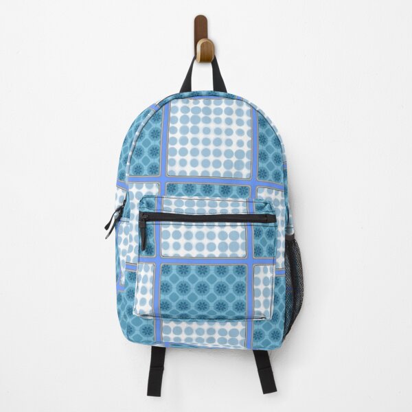 Item preview, LIGHT BLUE AND MID BLUE PATCHWORK CHECKS WITH SQUARES AND SMALL POLKADOTS designed and sold by ozcushionstoo.