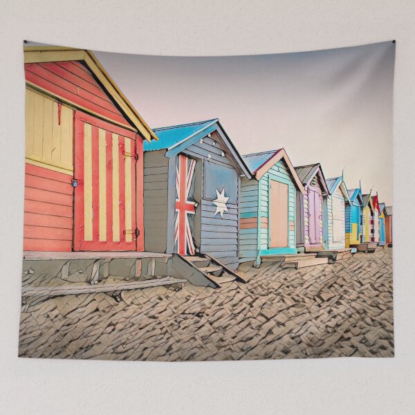 Artikelvorschau, Strandhütten, Brighton Beach, Australien entworfen und verkauft von Marlene Watson-Hall.