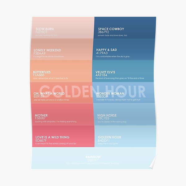 Golden Hour Album Color Palette Poster