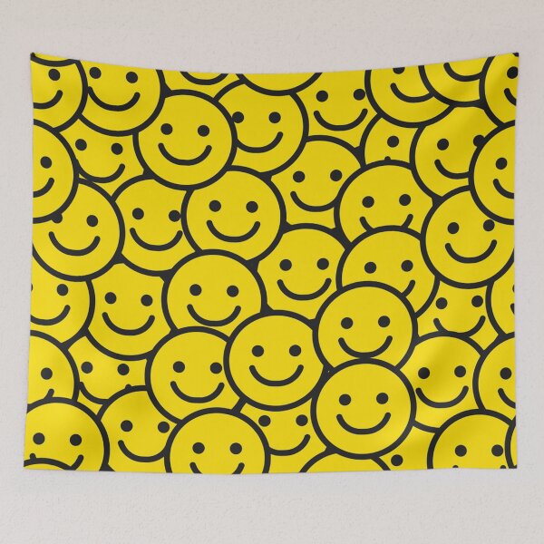 Item preview, Smiley face happy face pattern yellow Smile seventies eighties 70s 80s repeat designed and sold by Draculaura2009.