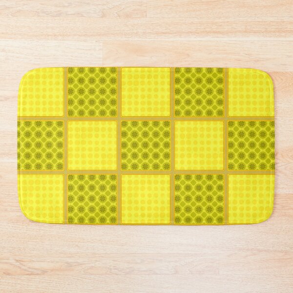 Item preview, LIGHT YELLOW AND MUSTARD YELLOW  PATCHWORK CHECKS WITH SQUARES AND SMALL POLKADOTS designed and sold by ozcushionstoo.