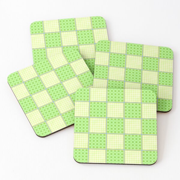 Item preview, LIGHT GREEN  AND LIME GREEN   PATCHWORK CHECKS WITH SQUARES AND SMALL POLKADOTS designed and sold by ozcushionstoo.