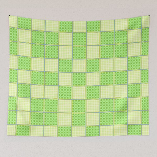Item preview, LIGHT GREEN  AND LIME GREEN   PATCHWORK CHECKS WITH SQUARES AND SMALL POLKADOTS designed and sold by ozcushionstoo.