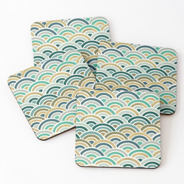 Item preview, Japanese Seigaiha Wave – Mint & Gold designed and sold by Cat Coquillette.