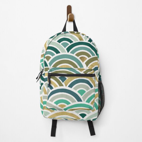 Item preview, Japanese Seigaiha Wave – Mint & Gold designed and sold by Cat Coquillette.