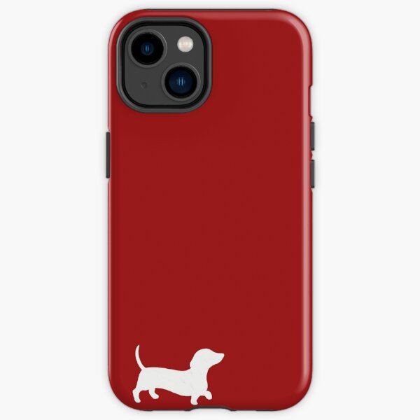Plain Red With Daschund Silhouette iPhone Tough Case