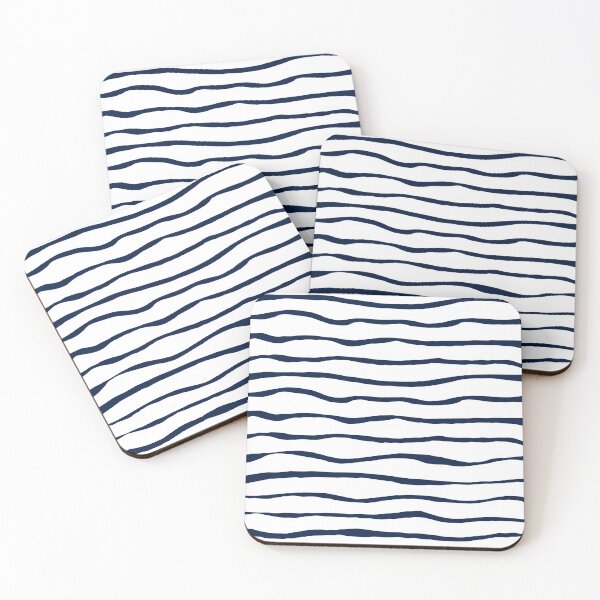 Item preview, Ocean Ripple Organic Stripes Pattern in Nautical Navy Blue and White designed and sold by kierkegaard.