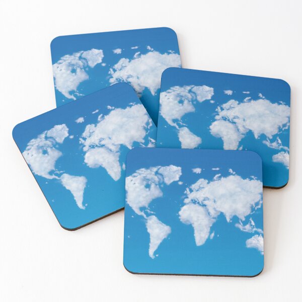 Item preview, World Map Made up of Clouds designed and sold by coffeetea2020.