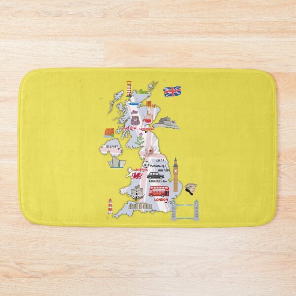 Item preview, FLAG MAP OF UK ILLUSTRATED MAP OF UNITED KINGDOM SHOWING THE TOP ATTRACTIONS designed and sold by mashmosh.