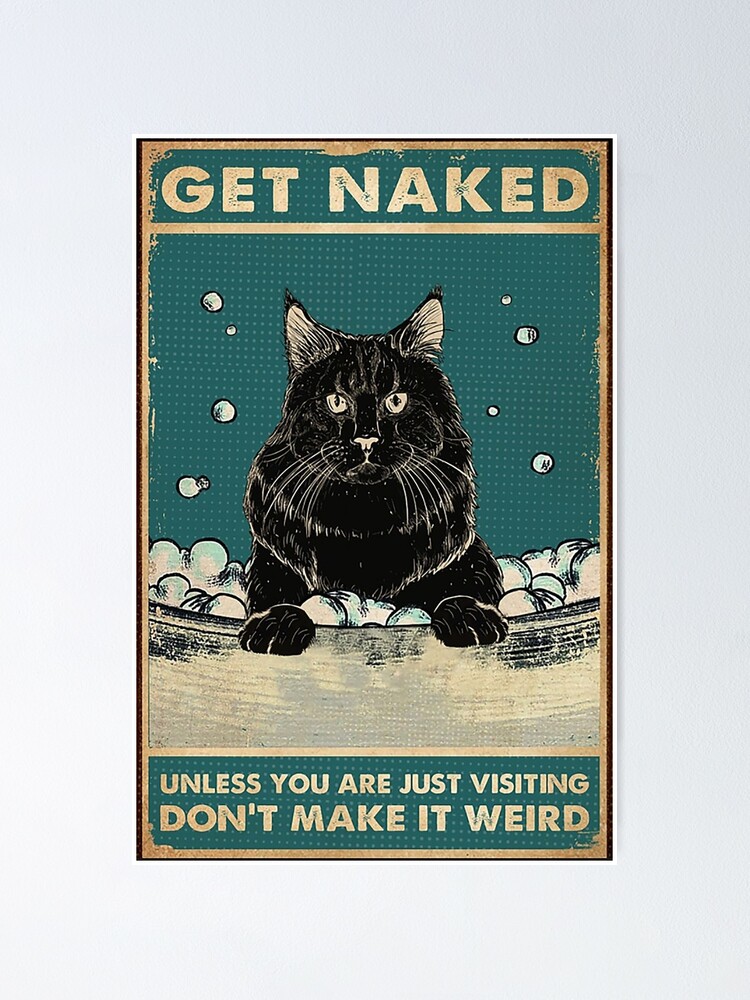 Poster Black Cat Get Naked Sauf Si Vous Venez De Visiter Ne Faites Pas Un Drole De Cadeau Etrange Pour Les Amoureux Des Chats Par Moonchildworld Redbubble