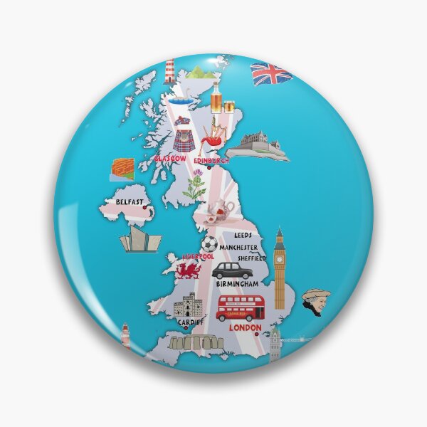 Item preview, FLAG MAP OF UNITED KINGDOM ILLUSTRATED UK MAP SHOWING THE TOP ATTRACTIONS  designed and sold by mashmosh.