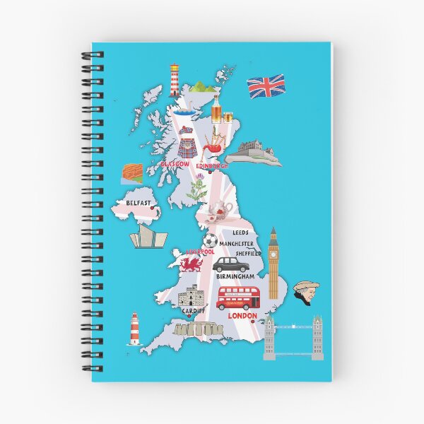 Item preview, FLAG MAP OF UNITED KINGDOM ILLUSTRATED UK MAP SHOWING THE TOP ATTRACTIONS  designed and sold by mashmosh.