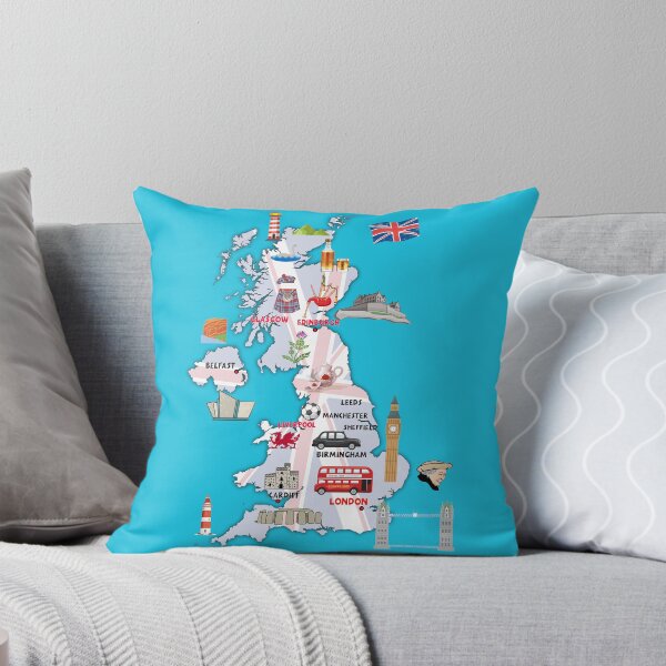Item preview, FLAG MAP OF UNITED KINGDOM ILLUSTRATED UK MAP SHOWING THE TOP ATTRACTIONS  designed and sold by mashmosh.