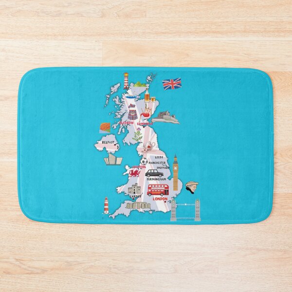 Item preview, FLAG MAP OF UNITED KINGDOM ILLUSTRATED UK MAP SHOWING THE TOP ATTRACTIONS  designed and sold by mashmosh.