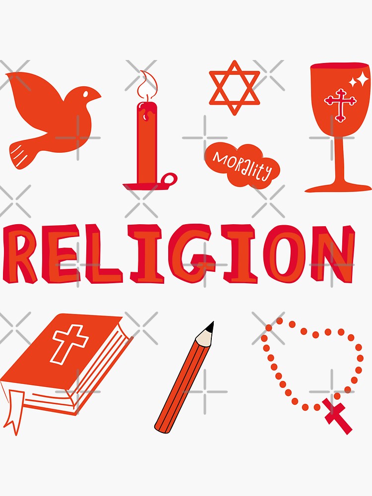 Thumbnail 3 of 3, Sticker, Orange Religion Subject Pack designed and sold by The-Goods.