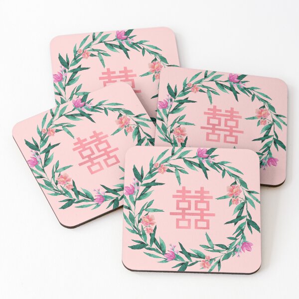 Double Happiness Blooms Coasters (Set of 4)