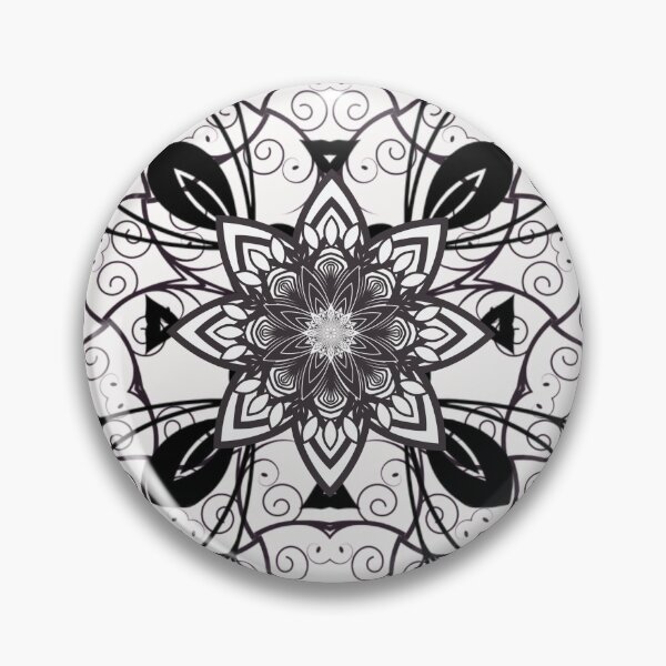 Item preview, Black and White Flower Mandala designed and sold by AmandasCC.