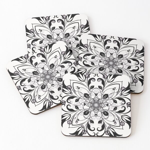 Item preview, Black and White Flower Mandala designed and sold by AmandasCC.