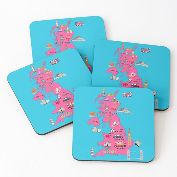 Item preview, United Kingdom map illustrated map of UK showing the top attractions and landmarks  designed and sold by mashmosh.