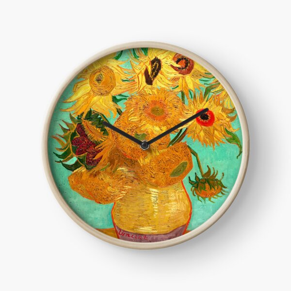 Vase With Twelve Sunflowers - Van Gogh Clock