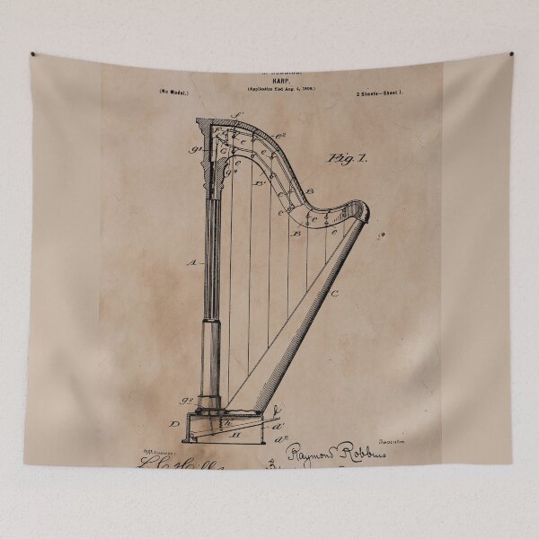 Item preview, Vintage Harp Patent designed and sold by JoolyA.