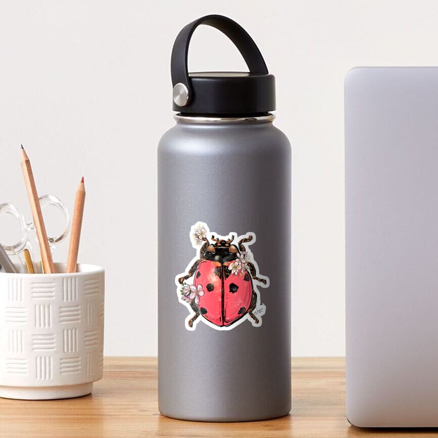 Ladybug Beetle with Blooms Sticker