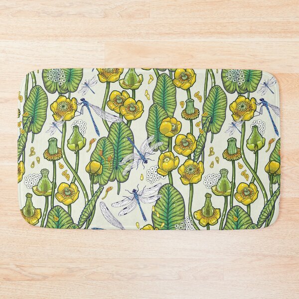 Item preview, yellow water lilies and dragonflies designed and sold by smalldrawing.