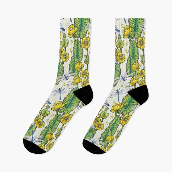 Item preview, yellow water lilies and dragonflies designed and sold by smalldrawing.