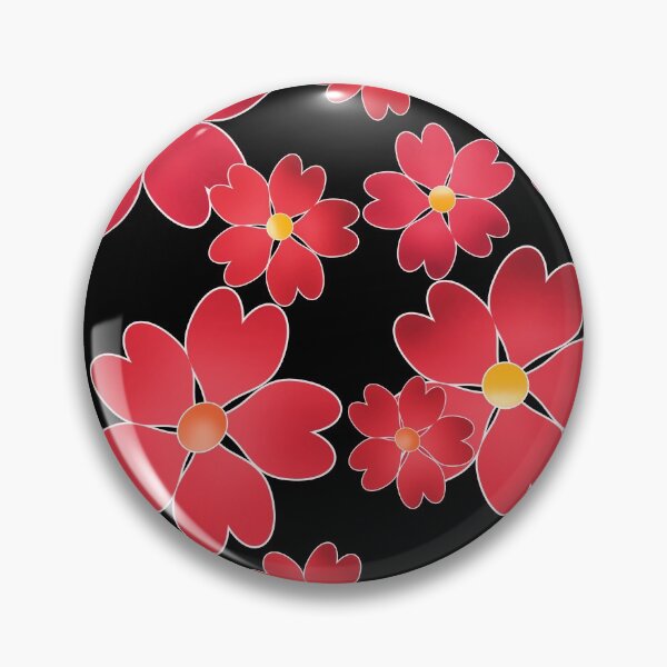 Item preview, Seamless red flowers floral pattern black print background designed and sold by fuzzyfox.