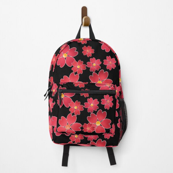 Item preview, Seamless red flowers floral pattern black print background designed and sold by fuzzyfox.