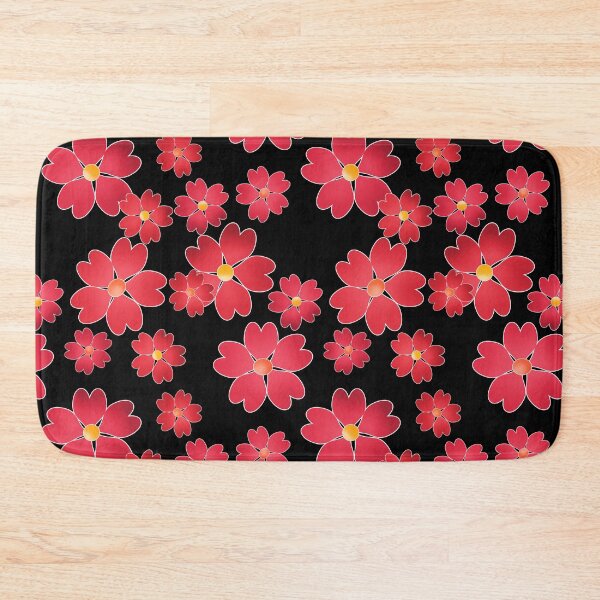 Item preview, Seamless red flowers floral pattern black print background designed and sold by fuzzyfox.