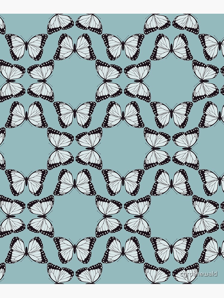 "White Butterflies on Duck Egg Blue Background" Poster for Sale by