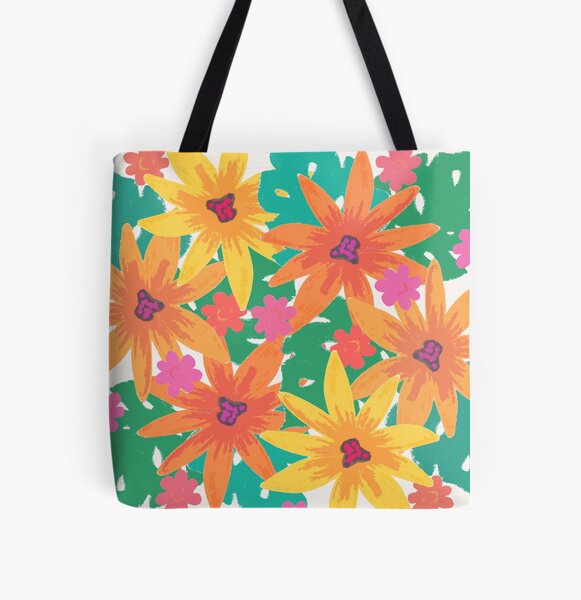 Modern retro Blumen Allover-Print Tote Bag