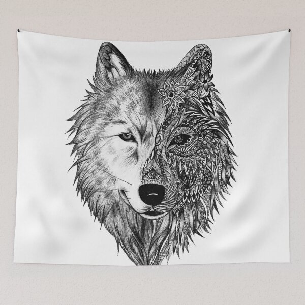 Aperçu de l'œuvre LONE WOLF - T-shirt NEO TRADITIONAL WOLF - Accessoires créée et vendue par kidlimits.
