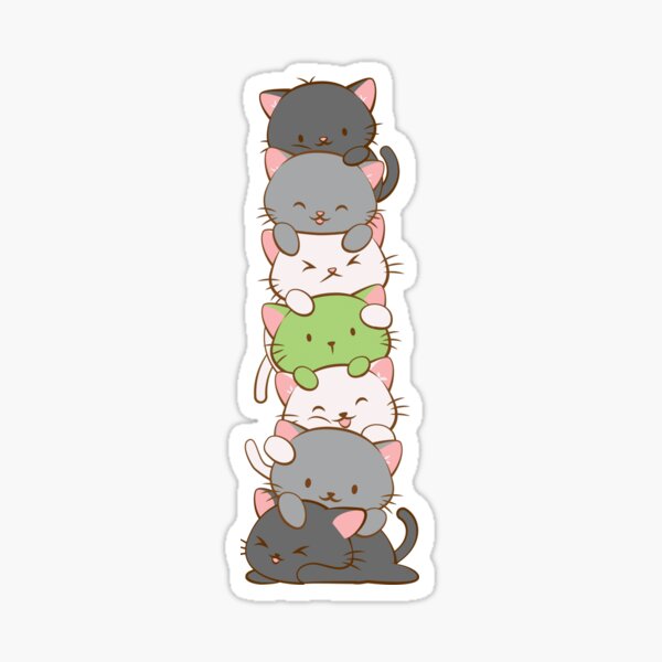 Agender Pride Flag Kawaii Cats Sticker